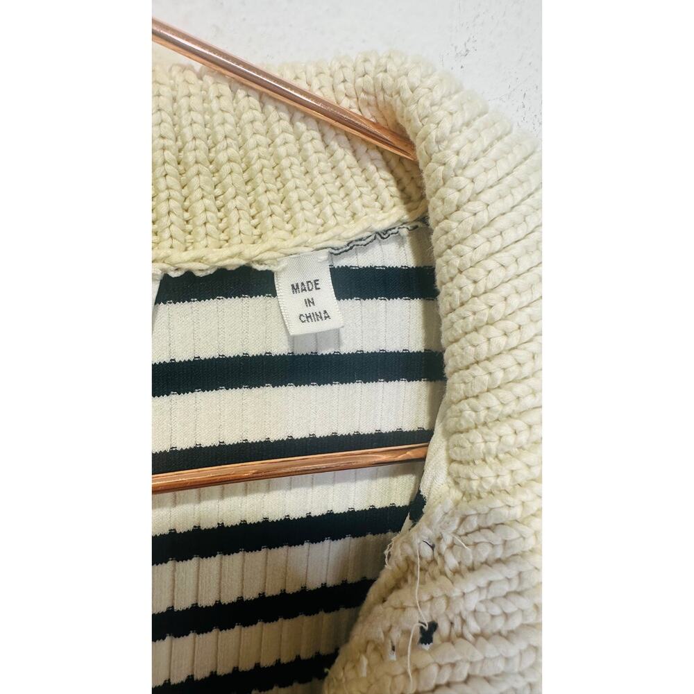 A.L.C. Black White Stripe Knit Collared Polo Striped Midi Darcy Dress Size XS - Picture 7 of 12
